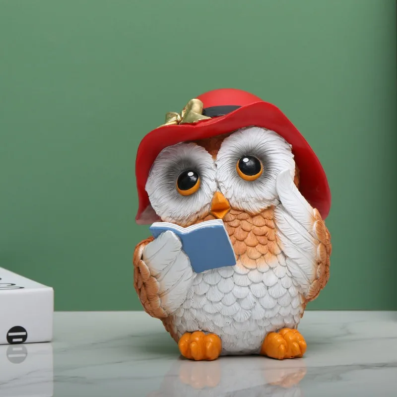 Cute Owl Sculpture, Resin Crafts, Office Desk, Living Room, Desktop Home Decor