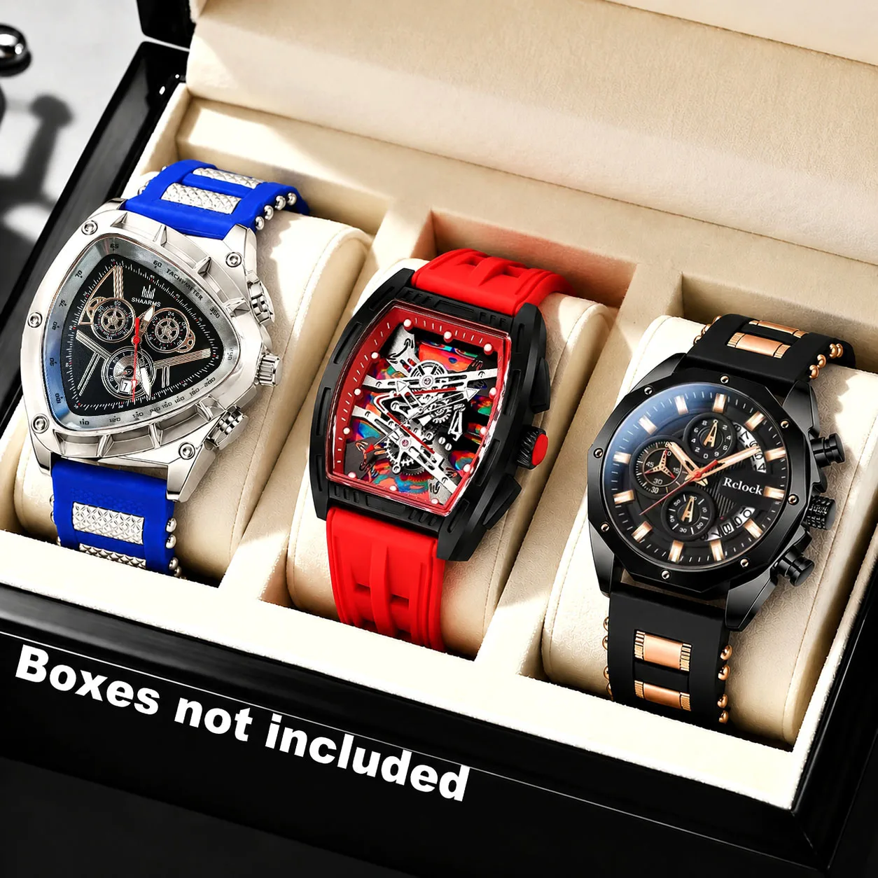 3Pcs Men's Business Quartz Watch Set, Various Shape Dial Watch Sets, Suitable for Valentine's Day, Easter, Ramadan, Birthdays, Christmas, Gifts for Friends and Family