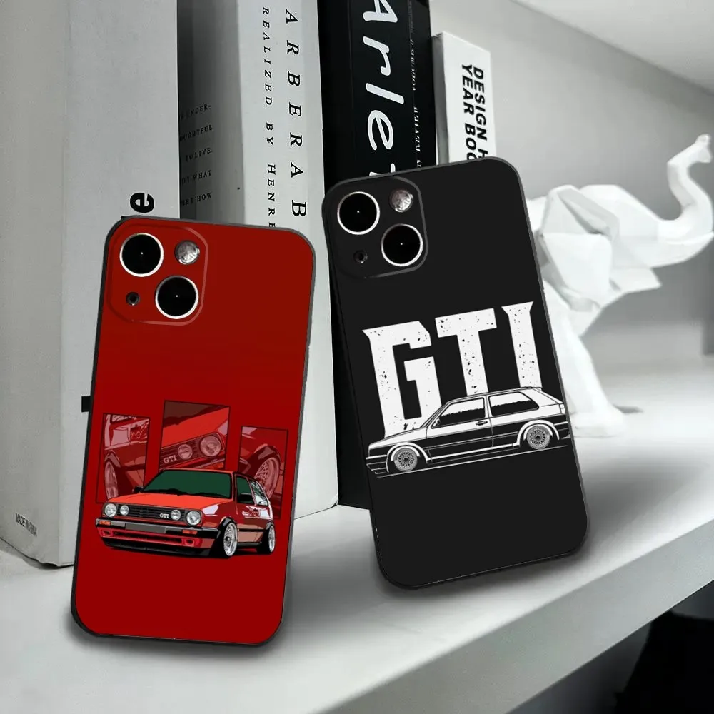 G-Golf G-GTI Car Phone Case For iPhone16,15,14,13,12 Mini 11 Pro XR,X,XS,MAX 7,8 Plus Silicone Cover Soft Black