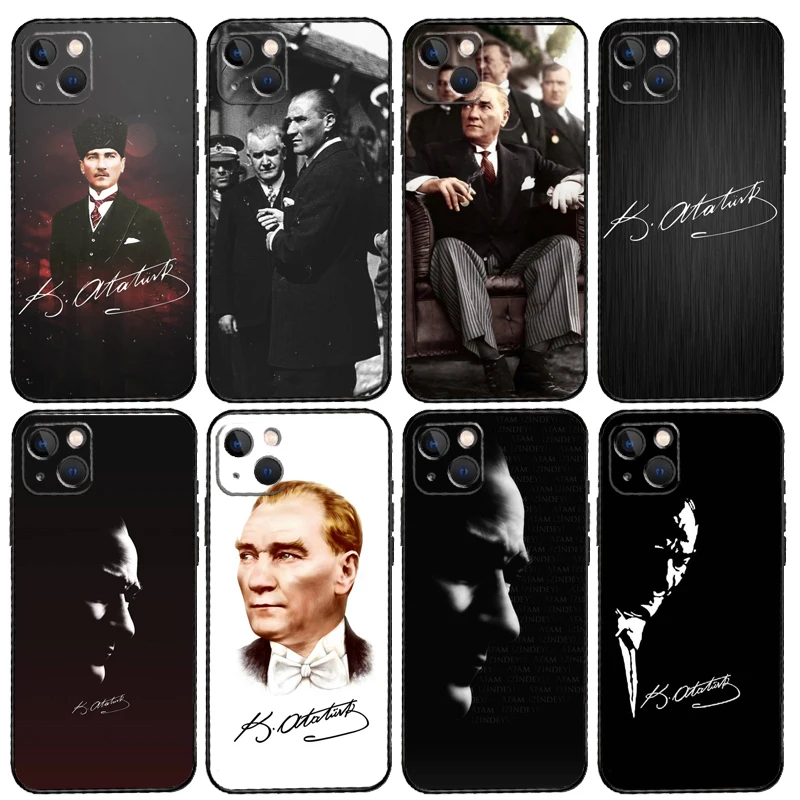 Mustafa Kemal Ataturk Phone Case For iPhone 15 14 13 12 11 16 Pro Max Mini X XS XR Max 7 8 Cover Funda