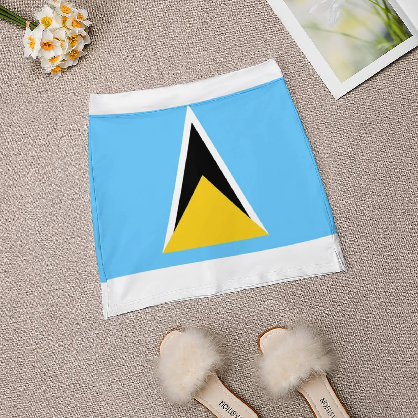 St. Lucia Flag spódnica damska krótka spódniczka linia spódnica z ukrytą kieszenią Flag Banner międzynarodowy stan Patriot Country Holiday