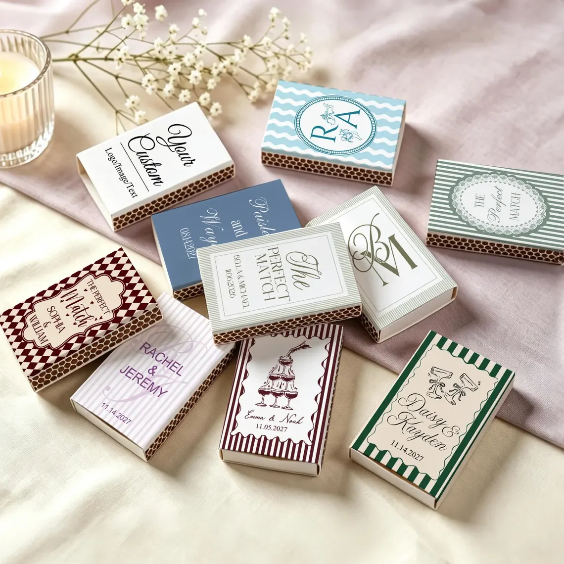 Personalized Retro Birthday Matchboxes Custom Photo Matchbook Bulk Party Favor Milestone Birthday Decor Guest Gift For 30th 40th view 3