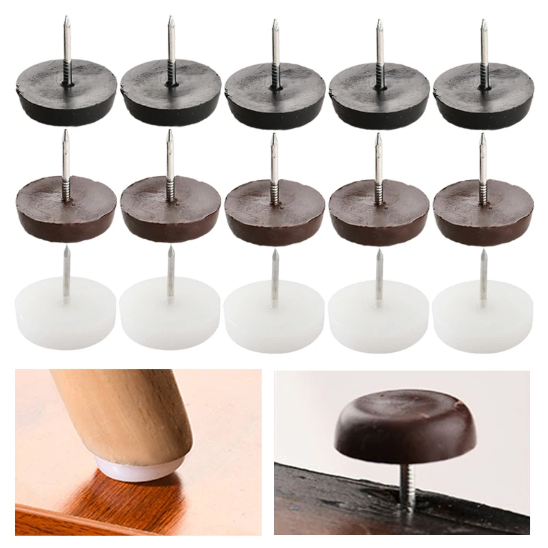 50Pcs 12/14/16/18/20/22mm Plastic Furniture Feet Nails Non Slip Pad Round Chair Table Leg Mat For Floor Protection Home Supplies