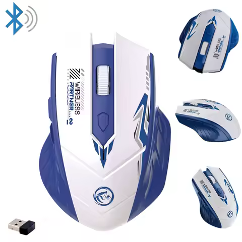 2.4G Wireless Mouse Dual-Mode Compatible Rechargeable Glow Bluetooth Mouse Noiseless Cordless Computer Mice for PC Laptop