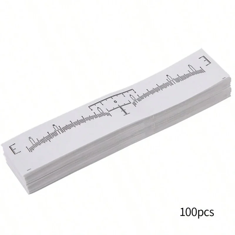 100 Pcs/Pack Eyebrow Ruler Stickers, Suitable For Microblading Disposable Adhesive Eyebrow Measuring Template, Makeup Tool