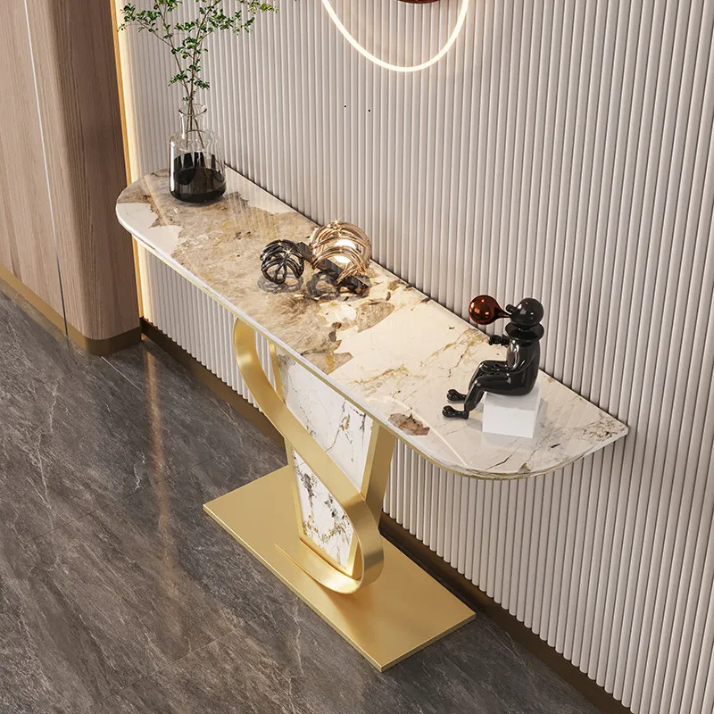 Semi-round light luxury entrance table, entrance table strip case, entrance frame, ultra-narrow wall case, end view table strip