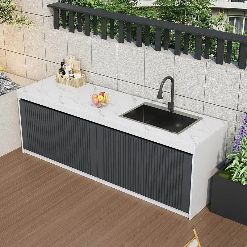 Outdoor Slate Wash Table with Integrated Locker Garden Courtyard Terrace BBQ Sink Balcony Basin