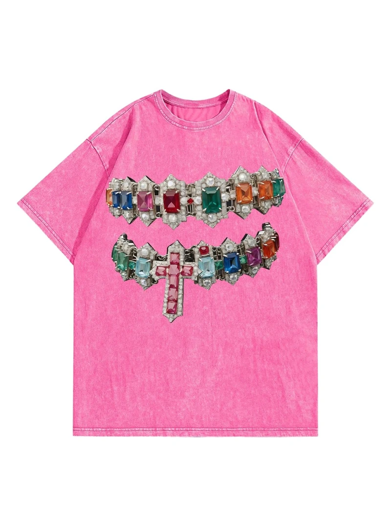 

Men's Graphic Oversized Short Sleeve Tee Shirt Y2K Vintage Cool Acid Wash Streetwear T-Shirts Neck Couple Style Street Cyberpunk