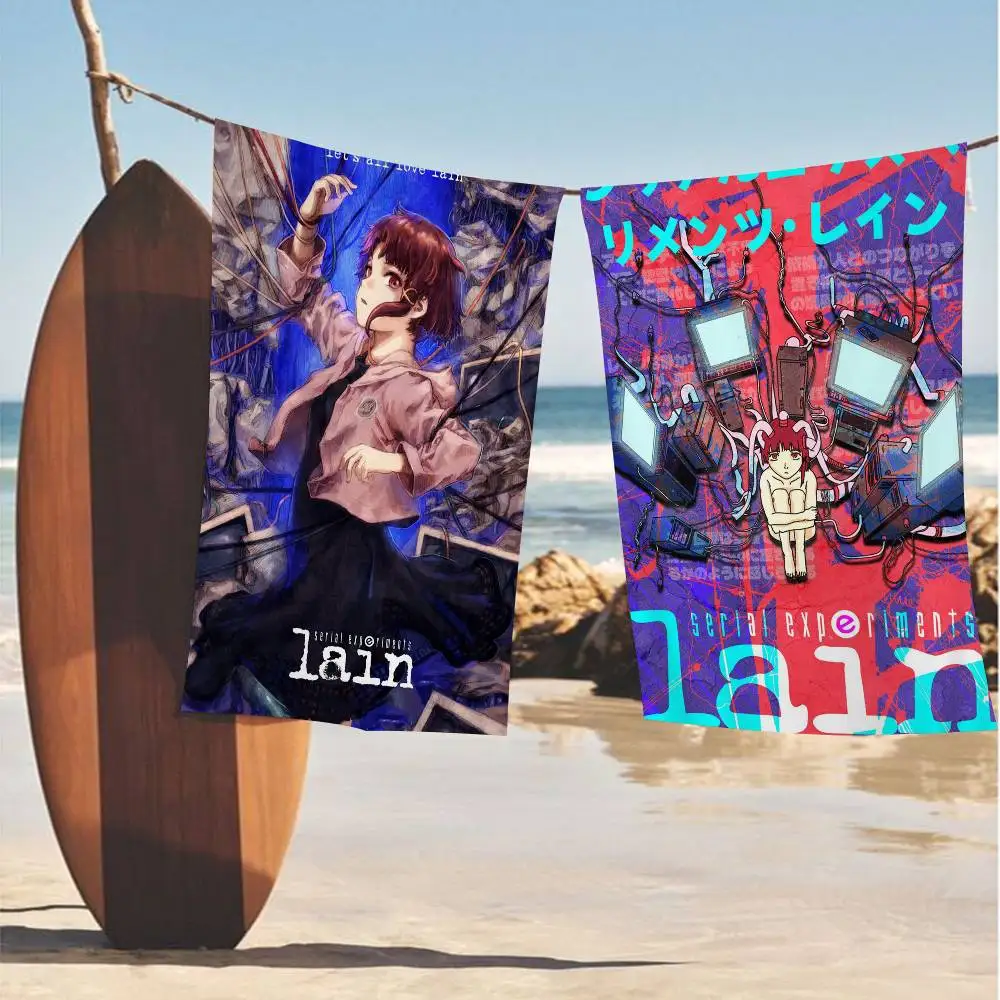 Anime Serial Experiments Lain Beach Towel Bath Towels for Girl Microfiber Quick Dry Custom Sand Free Beach Yoga Spa Gym Pool