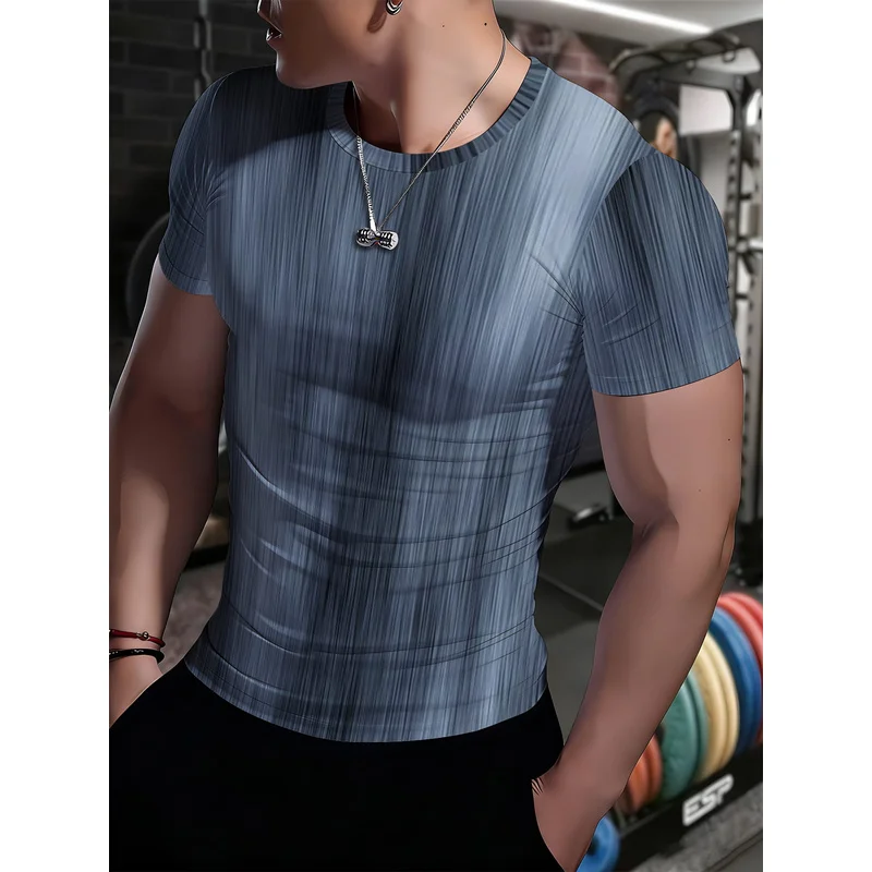Men's Cooling Summer Fitness Short-Sleeve T-Shirt Stretchy Fitted Quick-Dry Fabric Slim Fit for Outdoor Cycling and Running