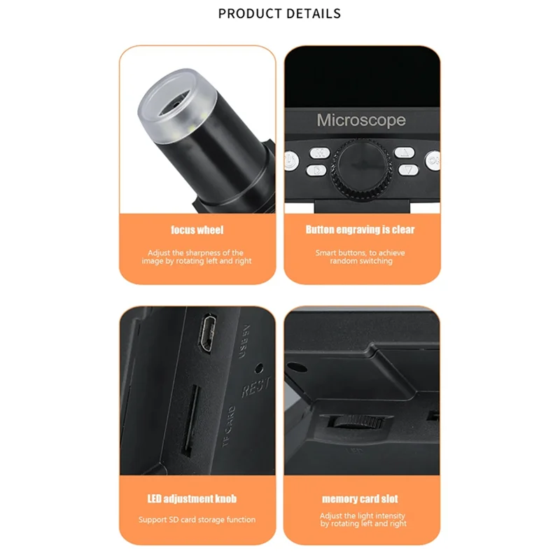 Microscópio digital de alta definição, 5.5-Polegada, 1000x, para reparo de celular, inspeção de qualidade de tecido, inspeção de qualidade, dur