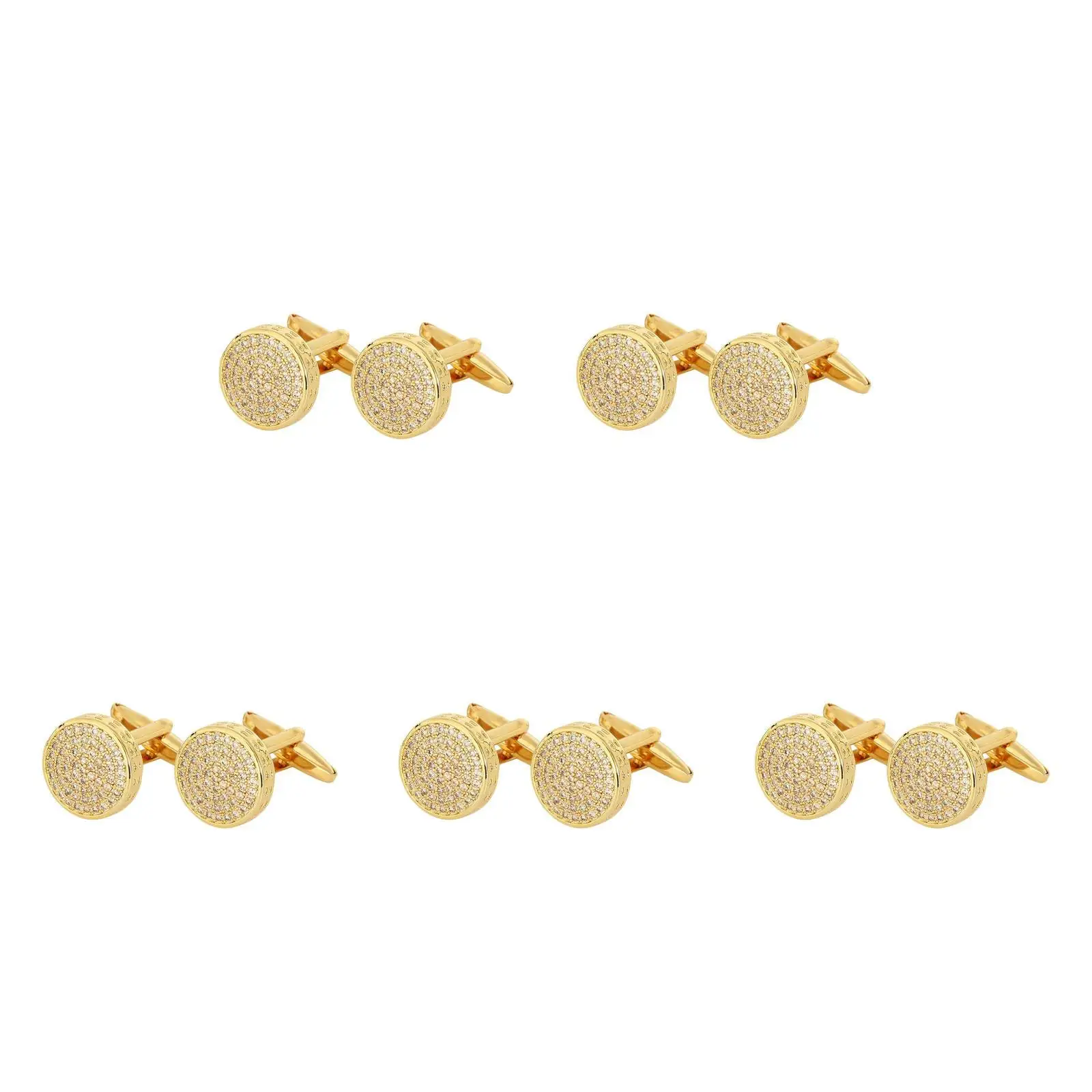 

5pcs 5 Pairs Cuff Links for Women Cufflinks Cover with Rhinestones Button Covers Shirts Dress Studs