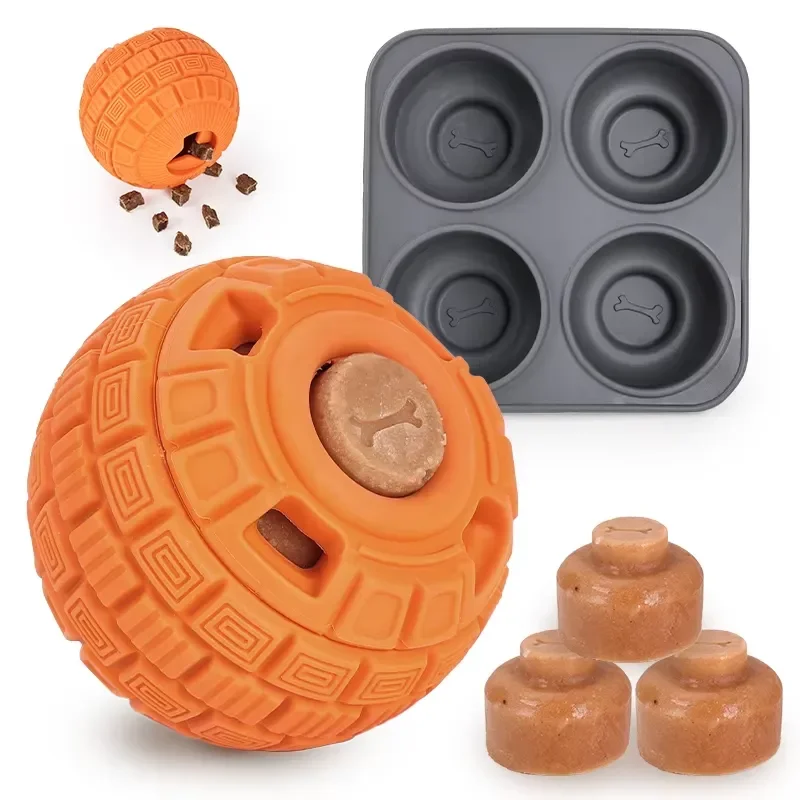 Dog Chew Toys for Aggressive Chewers Durable Rubber Frozen Treat Dispenser Anxiety Relief Interactive Puzzle Feeder for Large