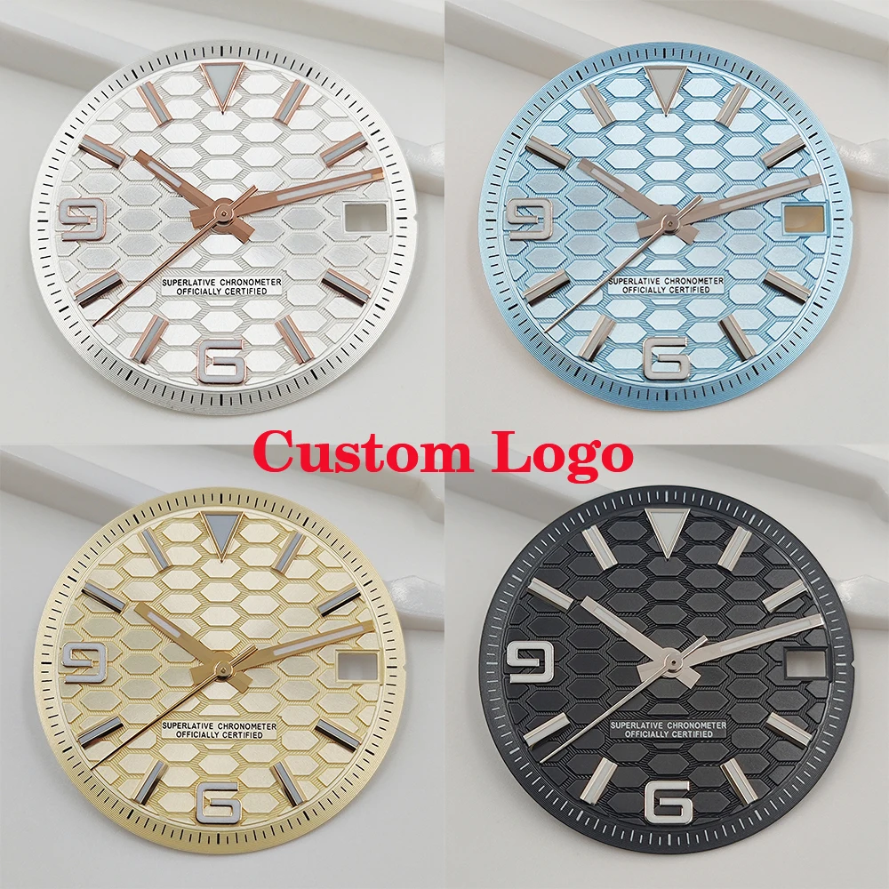 NH35 unmarked dial custom logo 28.5mm/31mm dial digital dial blue light suitable for NH35 movement watch accessories