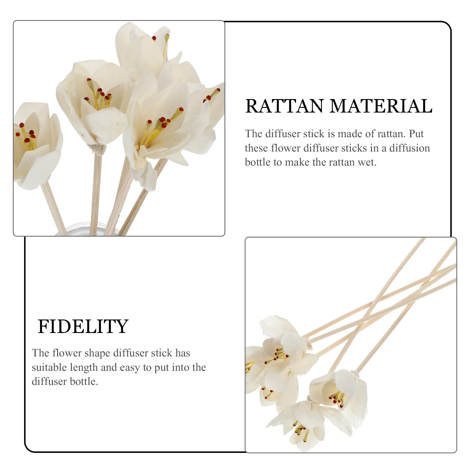 5Pcs Flower Shape Aromatherapy Rattan Sticks Reed Diffuser Tool for Bedroom Bathroom Living Room Office Essential Oil Vine