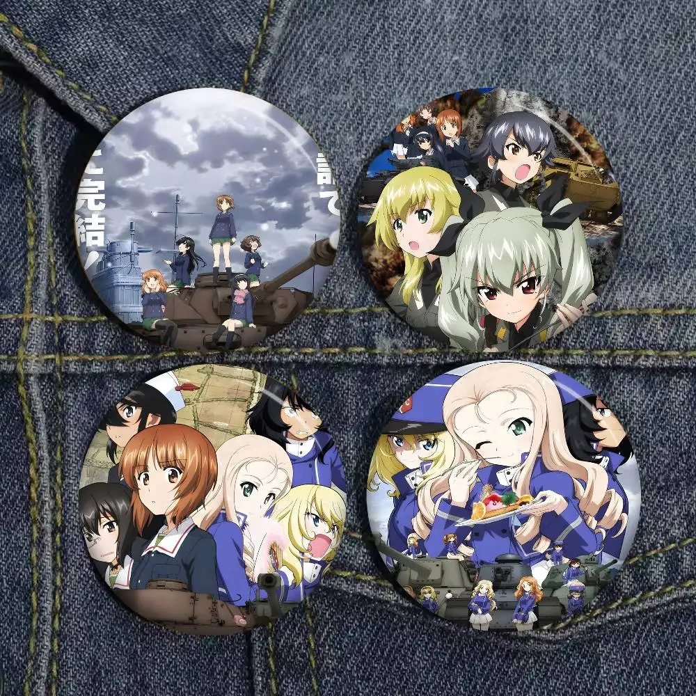 Anime G-gIRLS Und PANZER Customizable Soft Button Pin For Women Creative Jewelry Funny Badge Cartoon Lover Hat