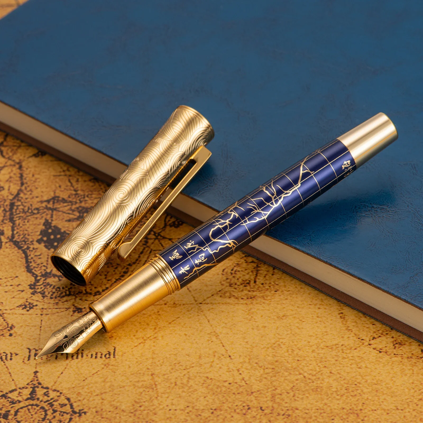 Hongdian 8041 Fountain Pen EF/F/M Nib, Beautiful Patterns on The Qinghai-Tibet Plateau Writing Gift Pen