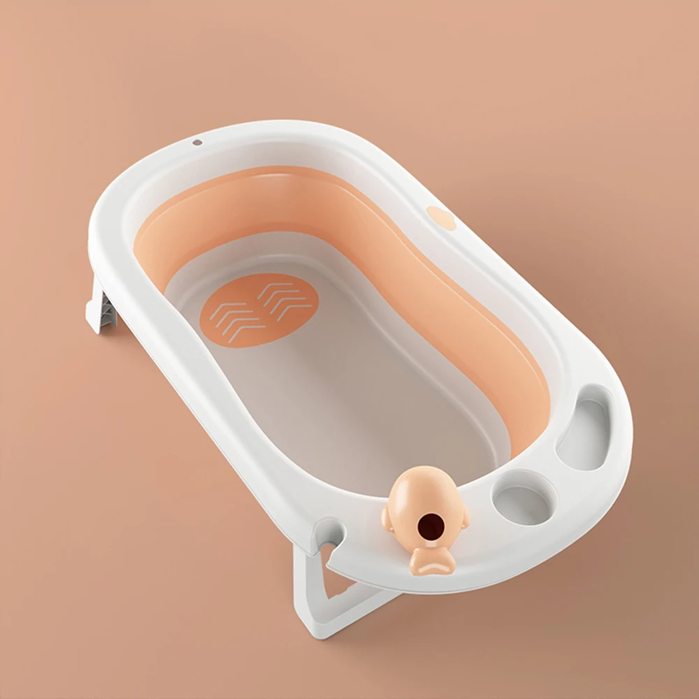 Bañera plegable de plástico portátil para bebé recién nacido, regadera de pie con asiento de soporte, fácil almacenamiento