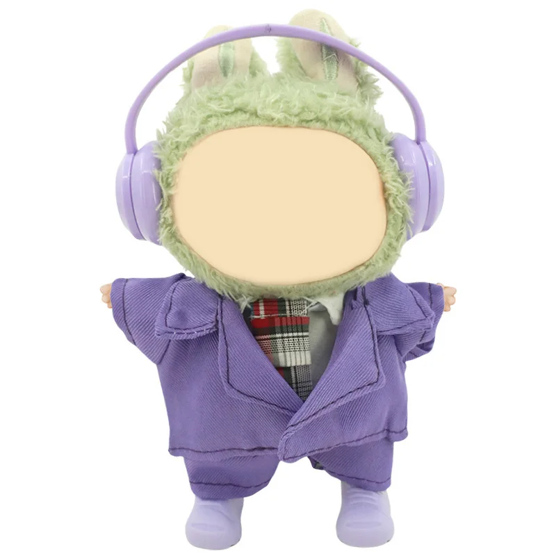 Pour labubu costume vêtements 17 cm poupée chemise + cravate + manteau + pantalon mode Pop vêtements Mini garde-robe cintre pour labubu accessoires, jouets pour fille