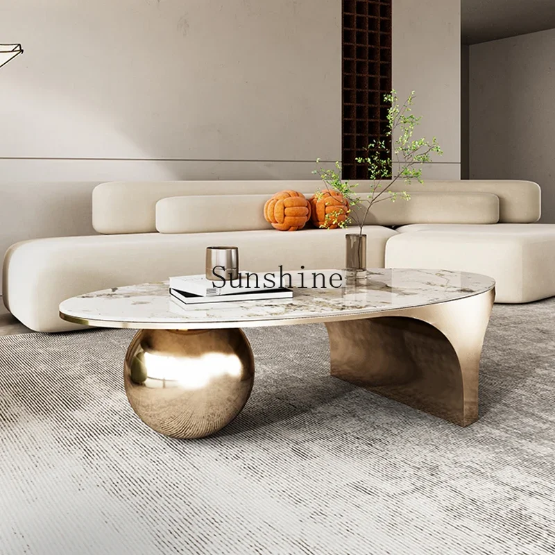 Slate special-shaped light luxury modern simple living room oval minimalist high-end coffee table