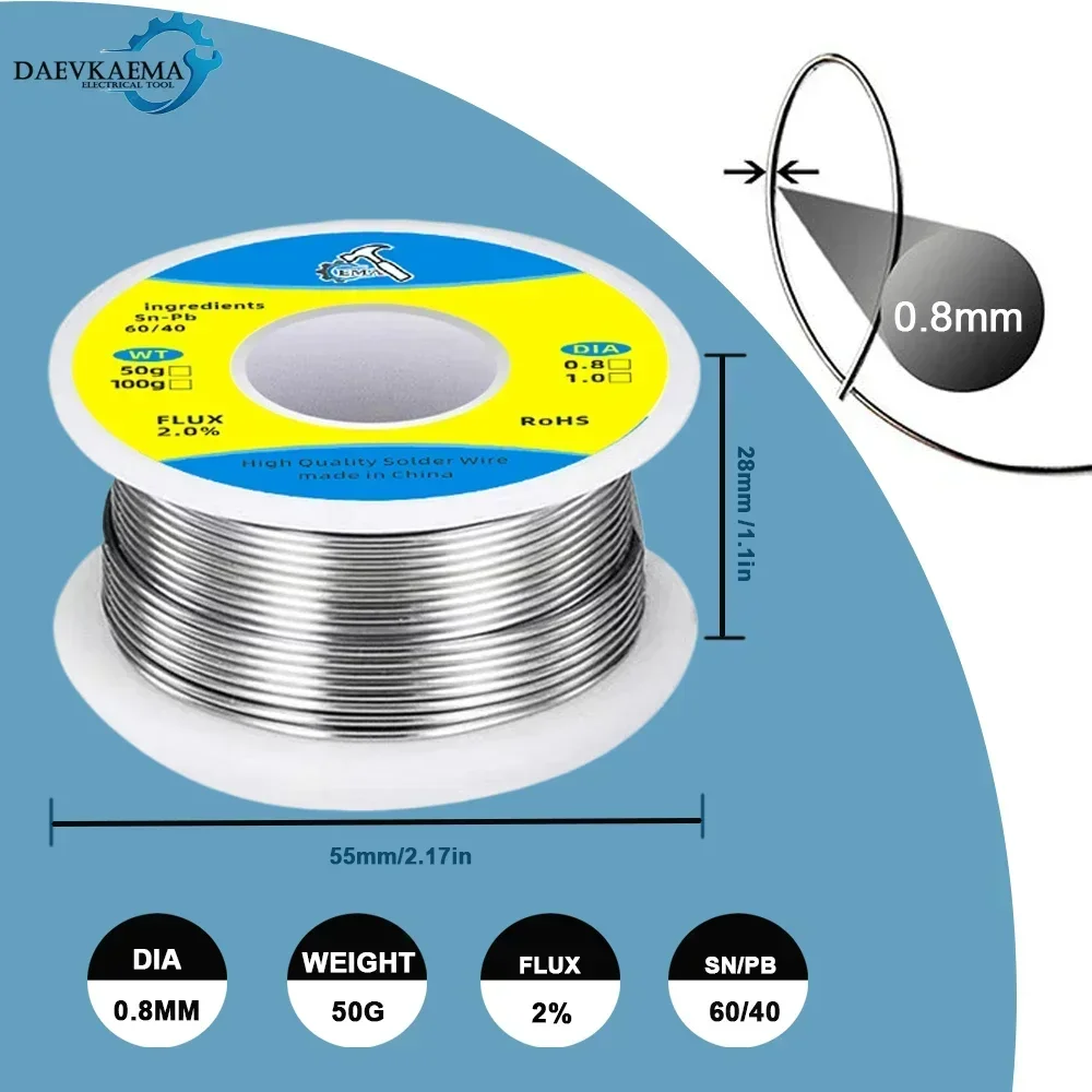 Tin Lead Flux Core Solder 60/40 25/75 50g Reel - Soldering for Circuit Board & Craft 0.8mm 1mm Optional