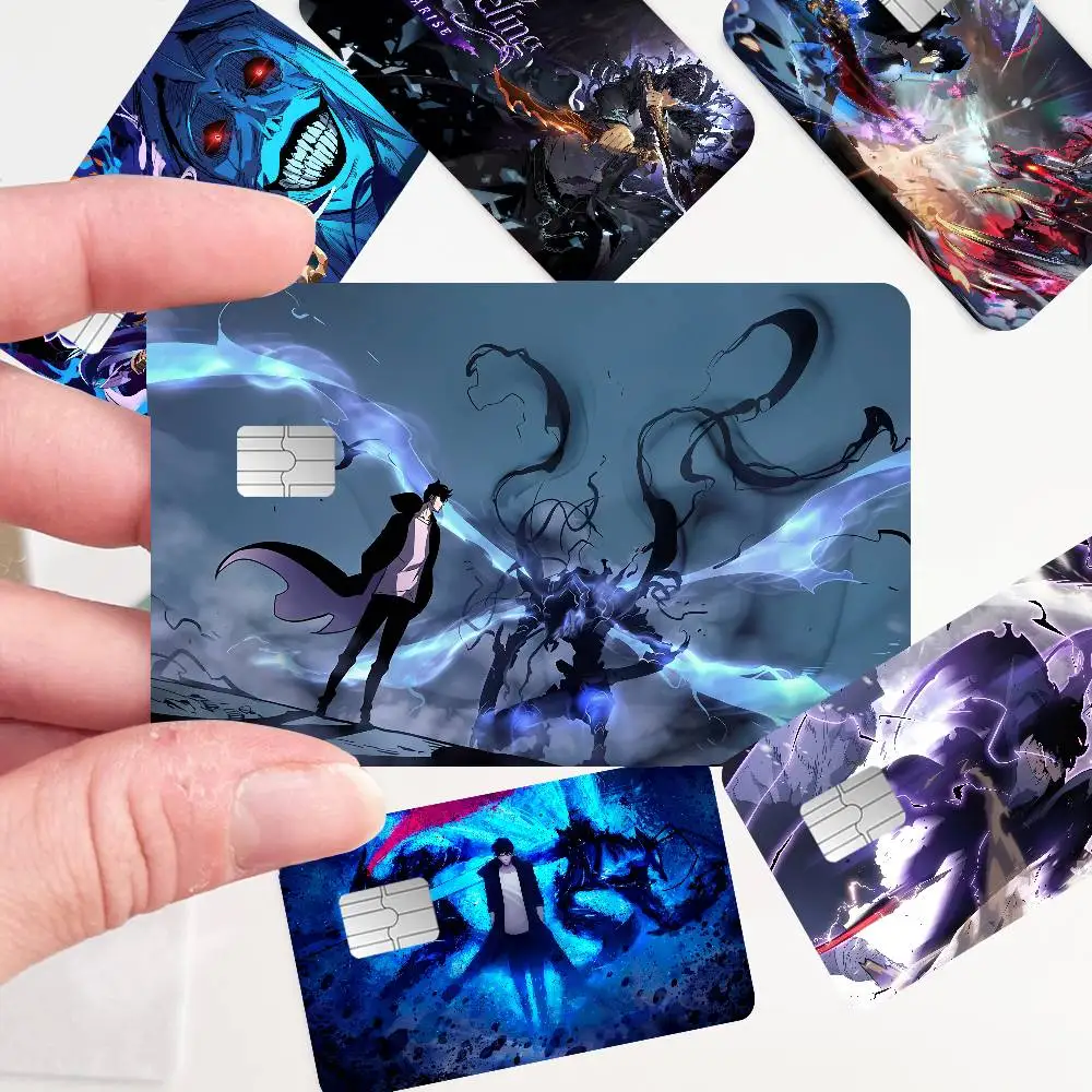 Anime Solo Leveling Diy Credit Debit Card Sticker Party Sticker Decoration Waterproof Small Chip Card Skin Sticker
