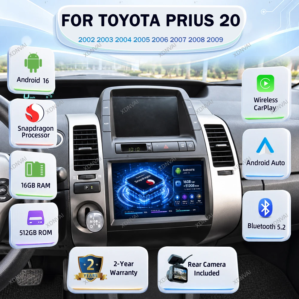 Video Player GPS For Toyota Prius 20 2002 2003 2004 2005 2006 2007 2008 2009 Carplay Multimedia Android 16 Car Radio RDS Stereo
