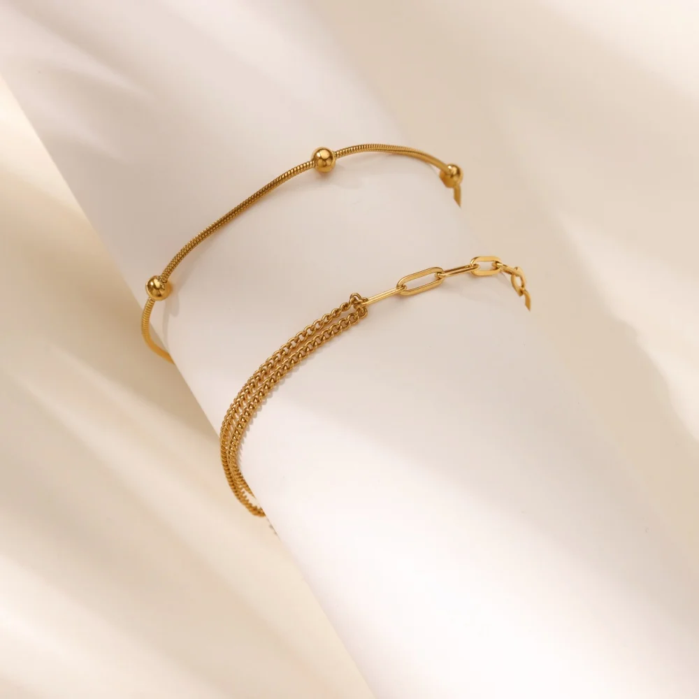 

Браслеты из нержавеющей стали для женщин, браслеты-цепочки золотого цвета, модные летние пляжные эстетические ювелирные аксессуары Femme
