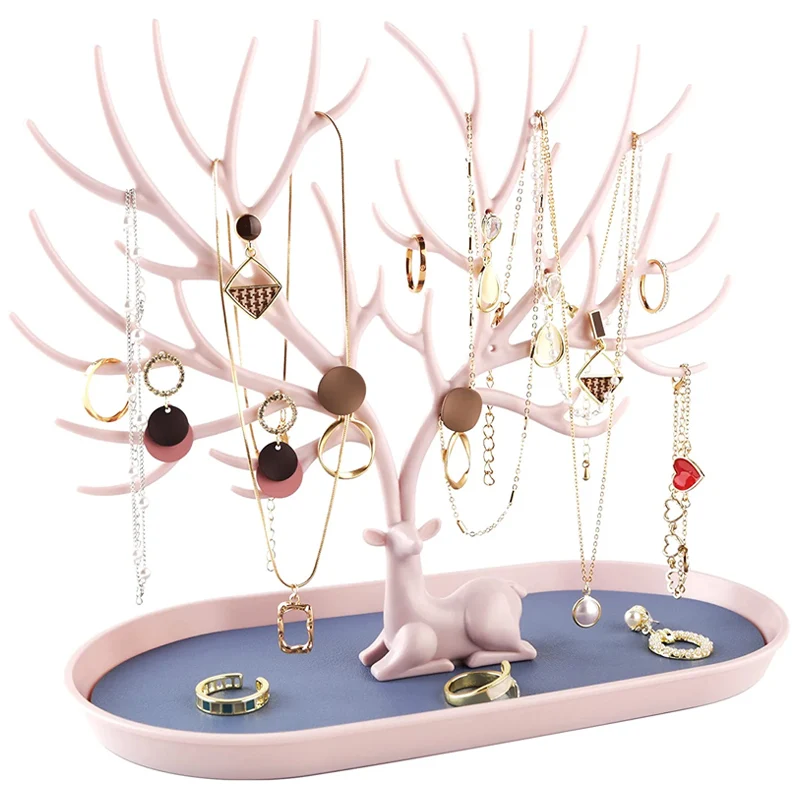 

Deer Jewelry Display Stand Earrings Necklaces Rings Bracelets Tray Tree Storage Shopwindow Racks Organizer Women Make Up Holder