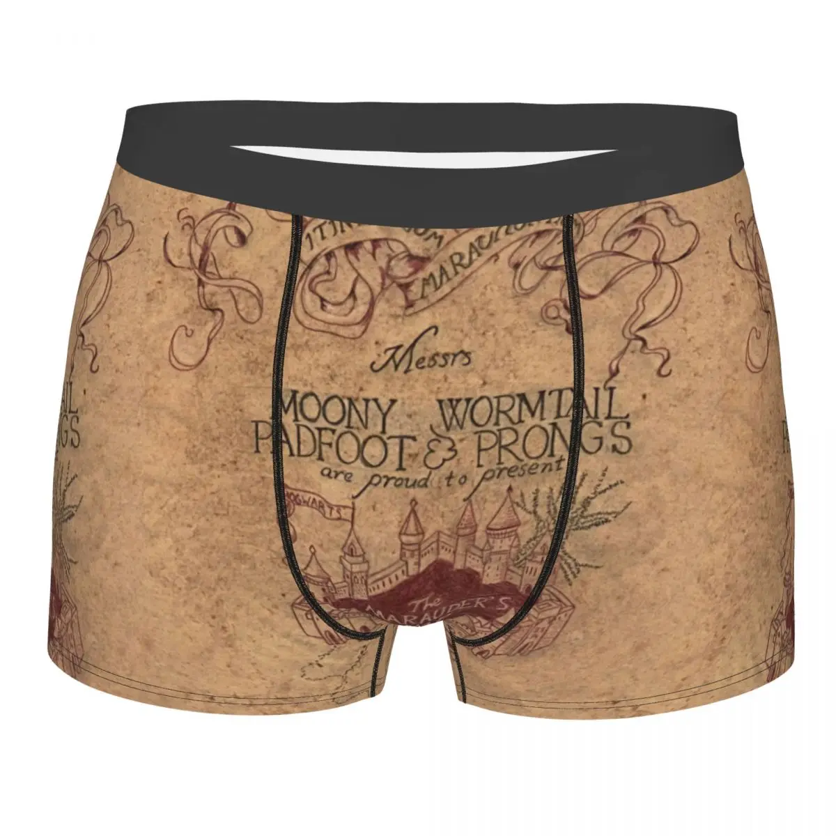 

Custom Marauders Magic Map Underwear Men Stretch Boxer Briefs