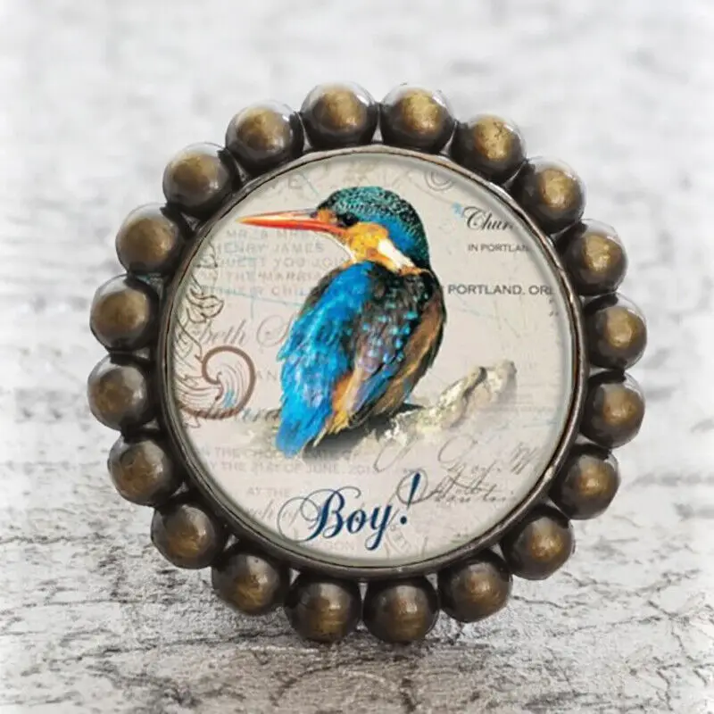 Handmade Vintage Knobs for Cabinets and Drawers Antique Bronze Furniture Handles Hardware Bird Design Retro Wardrobe Pulls
