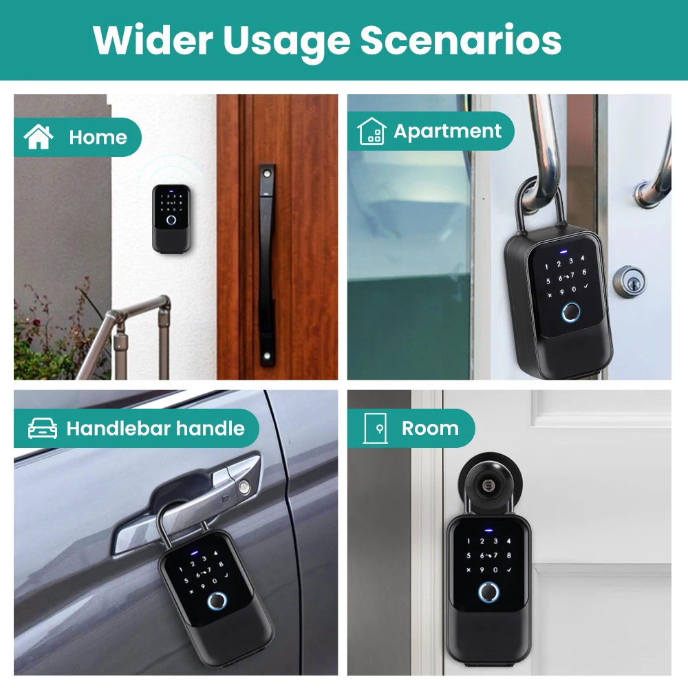 MIUCDA Tuya WIFI Smart Key Storage Lock Box Remote Timer Unlocking Burglar Alarm Smart Key Box APP Work With Alexa Google Home