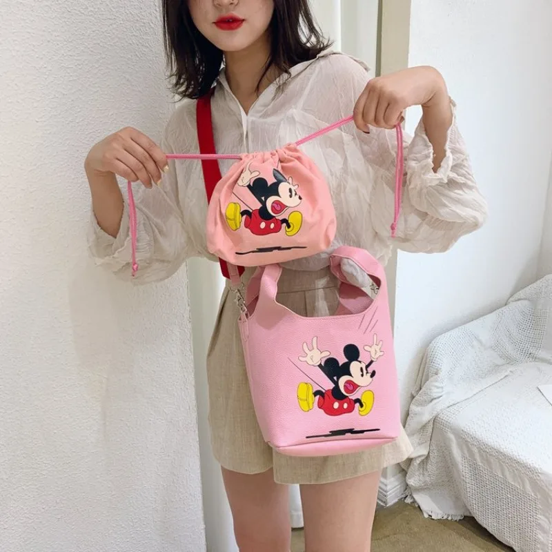 

Disney New Two-piece Set Mickey Funny Print Bucket Mother Bag Commuting Versatile Shoulder Fashion Casual Women's Crossbody Bag