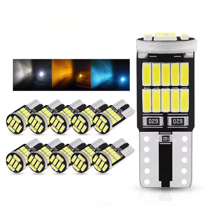 2/4pcs T10 W5W 194 501 Car Led Bulb Canbus No Error Car Interior Light T10 26 SMD 4014 Chip Pure White Instrument Lights B
