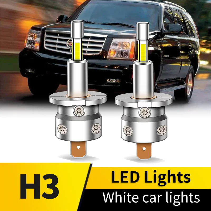 

2PCS H3 Front LED Headlight Bulbs For Old Cars Headlamp Auto Diode Fog Lights 30000LM 55W 12V 360-4-Sided Auto Fog Lamps 6000K