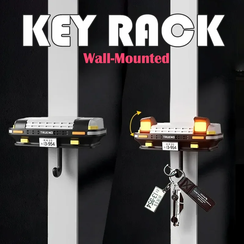 

AE86 Car Open Headlight Key Holder Creative Decor Wall-Mounted Hook Cartoon Cars Keychain Hanger for Home Hallway Entrance