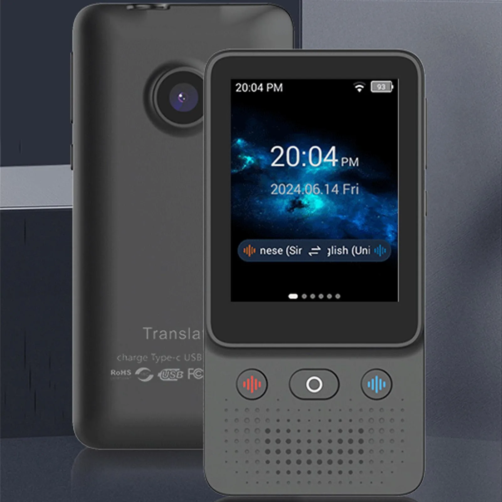 

Устройство языкового переводчика, аккумулятор 1000 мАч, 3,0-дюймовая камера 5 МП, портативный умный голосовой переводчик, черный для обучения