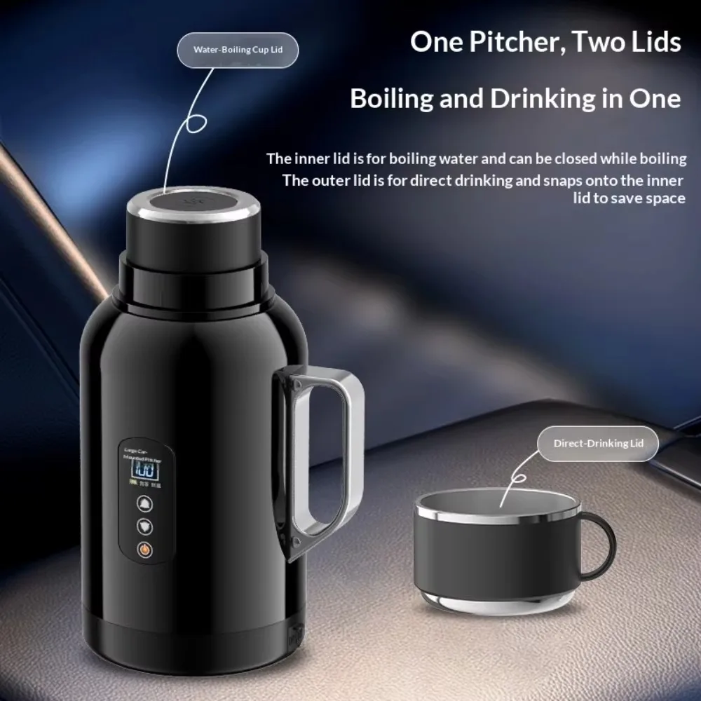 Fast Heating Stainless Steel 12V 24V Car Kettle Universal Heating Insulation 2 in 1 Truck Electric Water Heater Cup Thermos