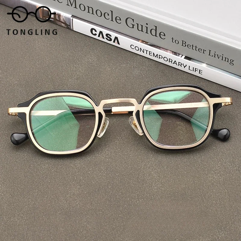 Retro fashion alloy frame small square men can be matched with myopia optical aging frames men and women the same