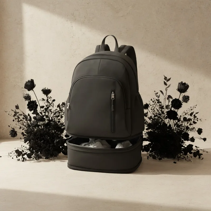 1pcs Light Breathable Polyester Solid Color Backpack Unisex Multi Pocket Business Campus Casual Large Daypack