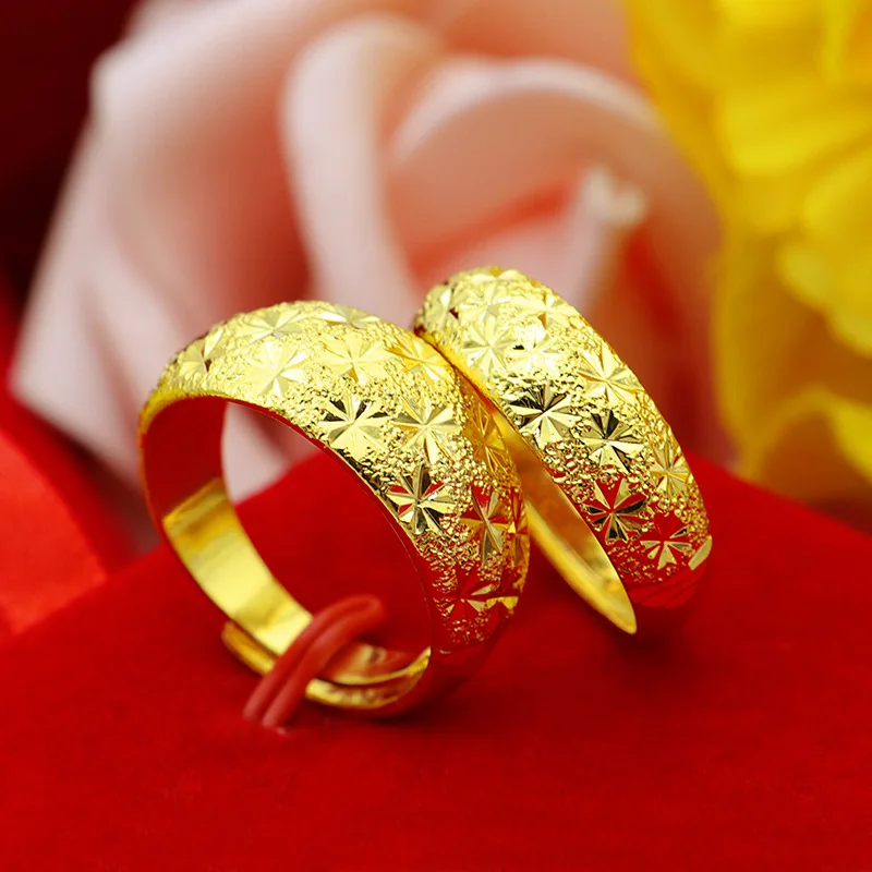 9999 Real Gold 24K Men's and Women's Pure Gold Jewelry Thickened Gold Gypsy Couple Ring Ring