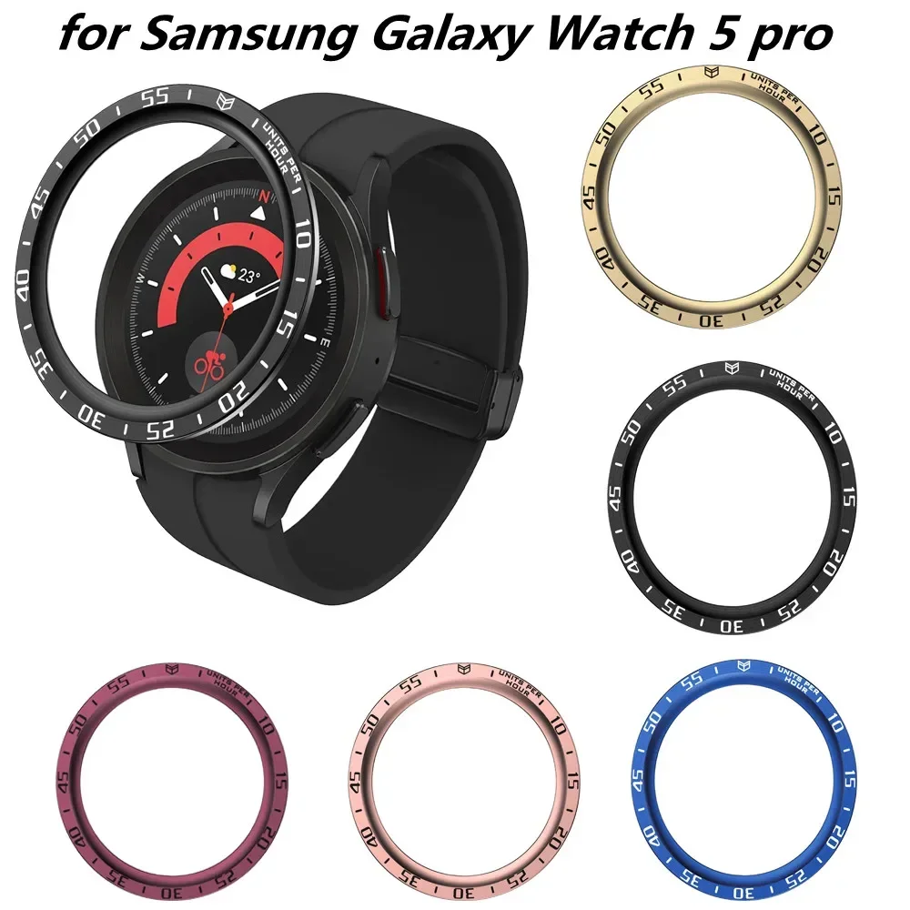 Metal Steel Case For Samsung Galaxy Watch 5 pro 45mm Bezel Rings Adhesive Anti Scratch Cover Protective Watch Accessories