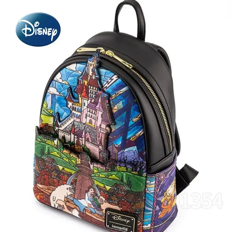 Disney Beauty and Beast Original New Women's Backpack Luxury Brand Fashion Mini Women's Backpack Cartoon Cute Girl School Bag