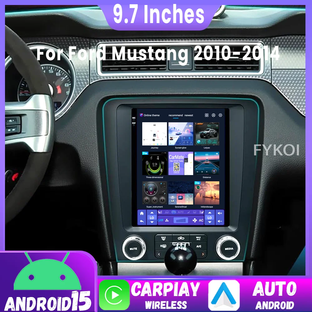9.7 Inch Android 15 Car Radio For Ford Mustang 2010-2014 Carplay Multimedia Player Head Unit Stereo GPS Navigator Stereo WIFI+4G