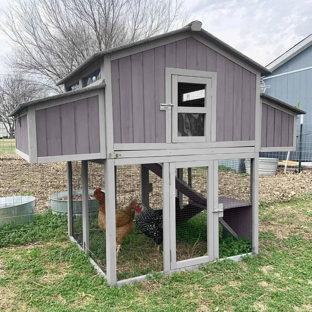 

Outdoor Chicken Coop Folding Poultry Cage Quick Assembly Hen House Fir wood with Nesting Box,Spacious 26FT² for 4-6 Chickens