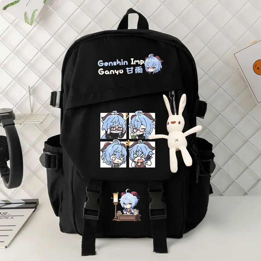 Genshin Impact Collaboration Wan Ye Gan Yu Anime Double Shoulder Bag For Third To Sixth Grade Students Large Capacity Backpack A