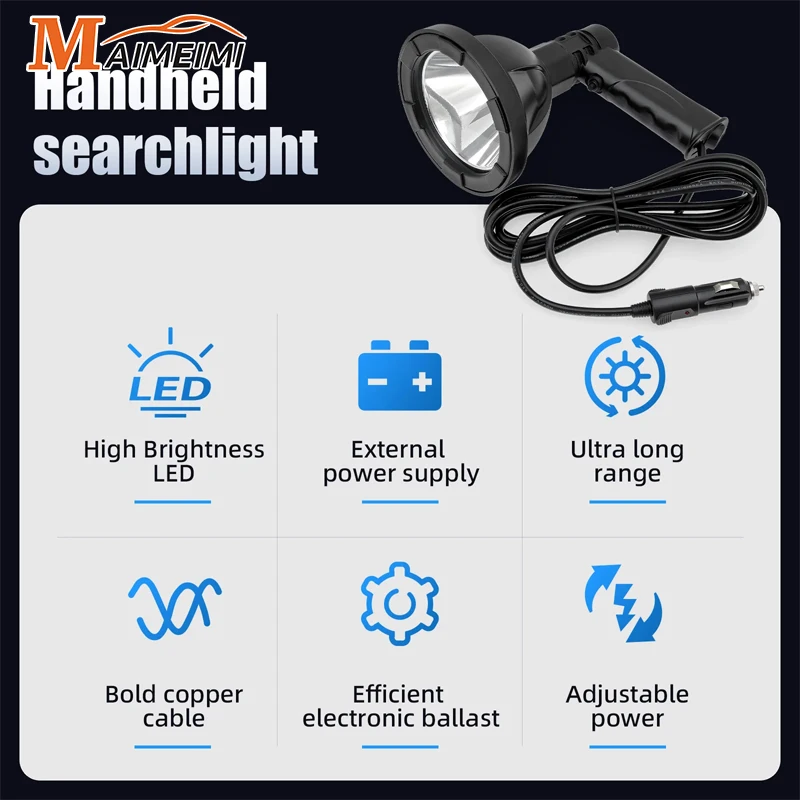 مصباح يدوي محمول عالي الطاقة ، 4 بوصة ، 25 واط ، كشاف ، التخييم ، صيد الأسماك ، الصيد ، الأضواء ، ماء ، العمل