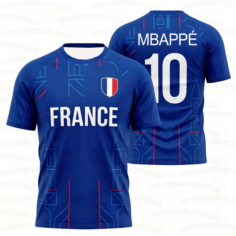 2026 Summer  Men's Women's France Flag Print Soccer Jersey NO.10 Mbappé Quick Dry Sports Tees Soccer Fans Training T-shirt Tops