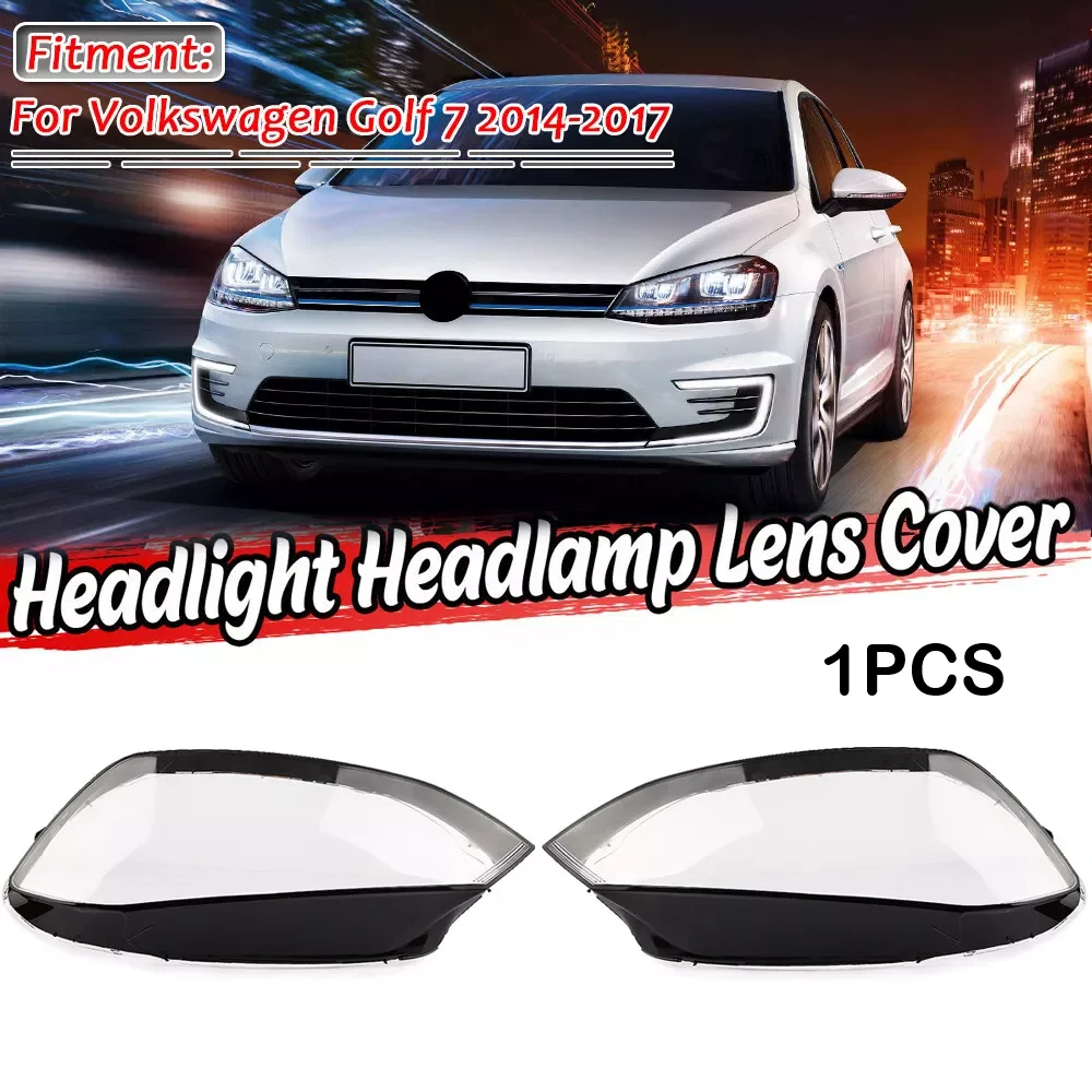 1PCS For VW Golf 7 MK7 GTI 2014 2015 2016 2017 Front Headlight Lens Cover Clear Headlamp Shell Transparent Lampshade