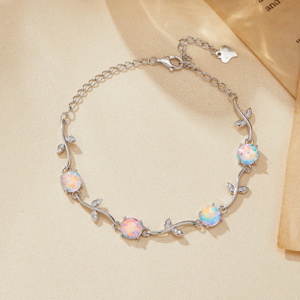

Color Change Round Opal Flower Bracelet October Birthstone Lab Created Opal 925 Sterling Silver Bracelet Gift 6410038